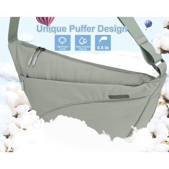 Nylon Crescent Crossbody Bag Unisex Lightweight Travel Shoulder Bag - Picture 4 of 7